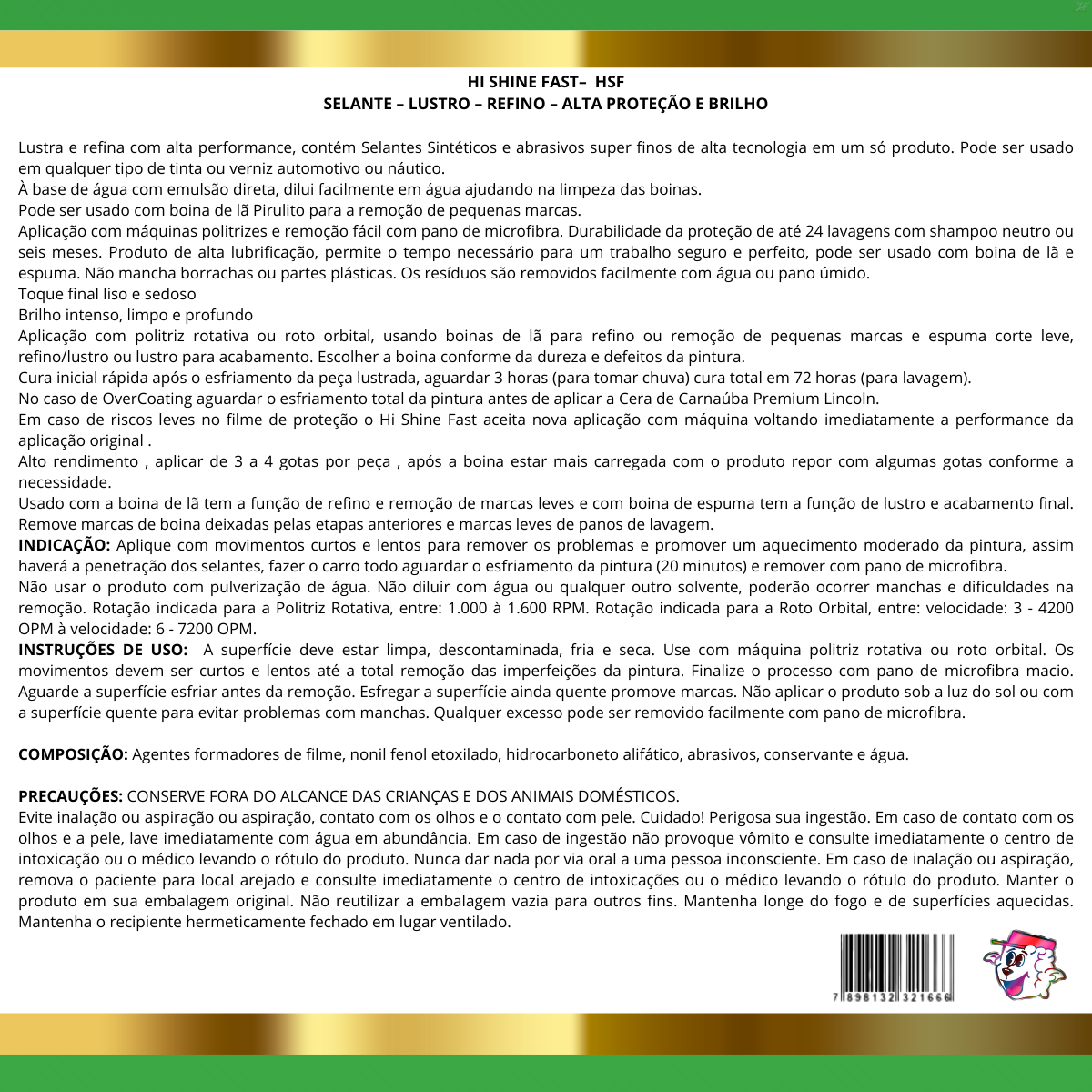 HSF | Hi Shine Fast – Refino, Lustro e Proteção (500g) LINCOLN